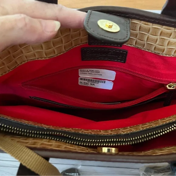 New Dooney & Bourke Lilliana natural brown woven leather strap handle tote purse - Picture 10 of 15